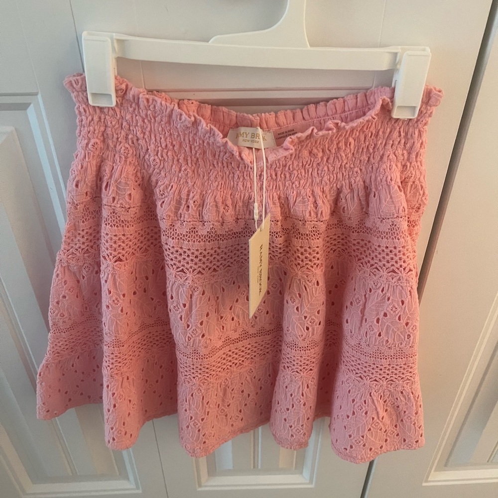 Ramy brook pink eyelet skirt